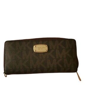 Michael Kors Signature Zip-Around Wallet in Brown